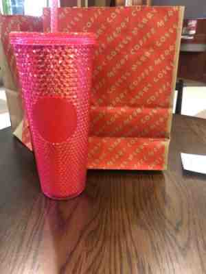  NEW STARBUCKS  2019  Neon Pink Studded Cold Cup Tumbler WINTER HOLIDAY 24 oz - Sold on eBay Nov, 8th 2019 for $26.00