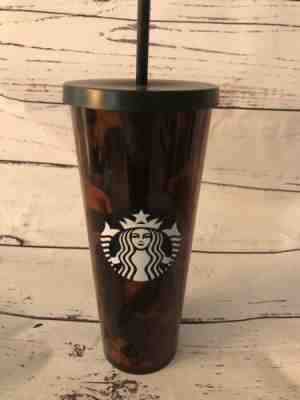 New Starbucks Tortoise Shell Acrylic Cold Cup Venti 24oz Tumbler w Lid & Straw  - Sold on eBay Nov, 8th 2019 for $36.54