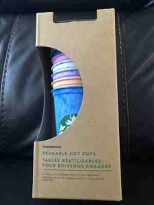 NEW Starbucks 2019 Different Color HOT Cups 6 Cups With 6 Lids-Reusable RARE - Sold on eBay Nov, 8th 2019 for $23.44