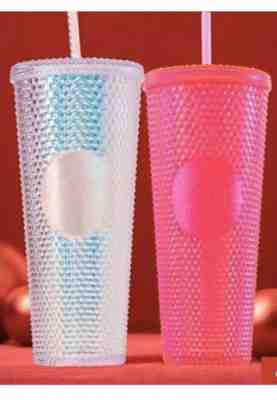 One-Starbucks Acrylic Iridescent Siren Logo Hot Pink Studded Cold Cup Tumbler - Sold on eBay Nov, 8th 2019 for $35.00