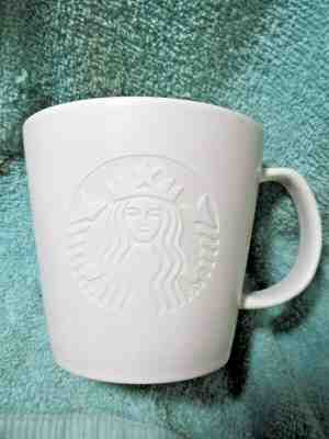 Starbucks Siren Mermaid Etched Embossed Logo White 2015 Coffee Mug Cup 12oz - Sold on eBay Nov, 8th 2019 for $18.99