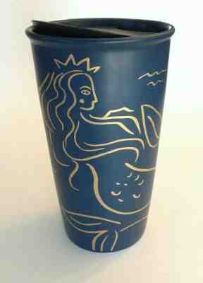 2017 Starbucks Golden Siren at Sea Navy Blue Ceramic Tumbler 12 oz Mug - Sold on eBay Nov, 8th 2019 for $22.95