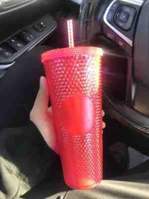 NEW STARBUCKS  2019  Neon Pink Studded Cold Cup Tumbler WINTER HOLIDAY - Sold on eBay Nov, 8th 2019 for $39.00