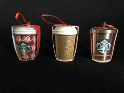 New Starbucks 2018 Christmas Cup Ornaments Houndstooth, Stainless Steel, Gold - Sold on eBay Nov, 8th 2019 for $16.99