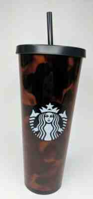 Starbucks Tortoise Shell Brown Black Large Cold Cup Tumbler Venti 24 oz 2019 - Sold on eBay Nov, 8th 2019 for $45.00