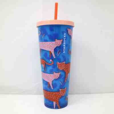 Starbucks 2018 Cheetah Venti Tumbler Summer Cold Cup Coral Blue Pink Brand New - Sold on eBay Nov, 8th 2019 for $34.99