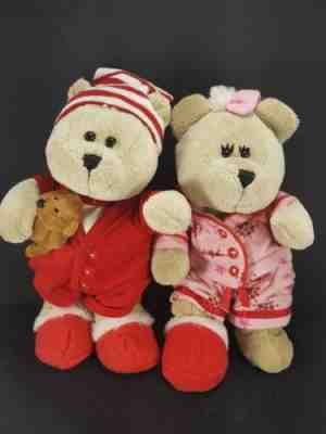 Pair Starbucks Bearista Bears PJs Girl & Boy 68th & 69th Ed 2007 Plush Stuffed - Sold on eBay Nov, 8th 2019 for $17.99