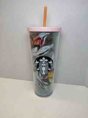 STARBUCKS RARE Flower Peony Floral Print Plastic Cold Cup Tumbler 24 OZ Pink Lid - Sold on eBay Nov, 7th 2019 for $24.95
