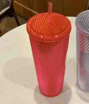 NEW STARBUCKS 2019 Neon Pink Studded Cold Cup Tumbler WINTER HOLIDAY 24 oz - Sold on eBay Nov, 7th 2019 for $32.00