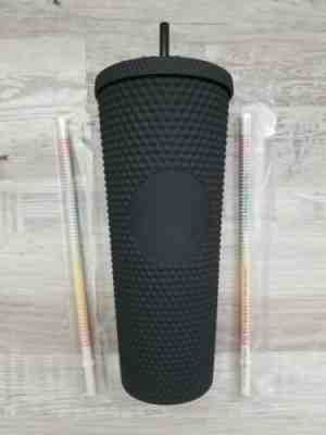 HALLOWEEN FALL 2019 STARBUCKS MATTE BLACK STUDDED TUMBLER CUP. 2 RAINBOW STRAWS  - Sold on eBay Nov, 7th 2019 for $65.00