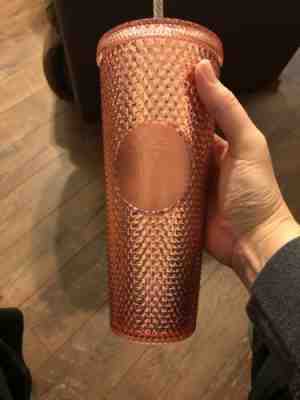 Starbucks Acrylic Iridescent Rose Gold Pink Studded Rainbow Cold Cup Tumbler - Sold on eBay Nov, 7th 2019 for $37.99
