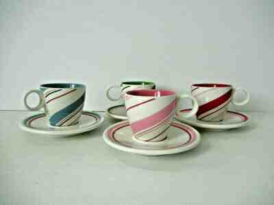 Starbucks 2007 Holiday Striped Candy Cane Set 0f 4 (3oz) Espresso Cups & Saucers - Sold on eBay Nov, 7th 2019 for $24.99