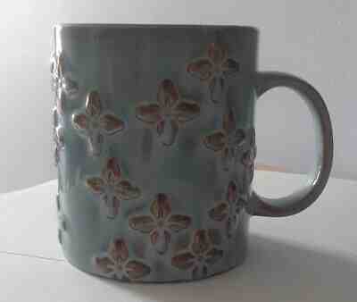 Starbucks Cup, Coffee Mug, 2008 Embossed Flowers Blue Brown Cup 16 oz - 473 ml.  - Sold on eBay Nov, 7th 2019 for $19.60