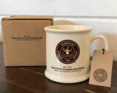 Starbucks Pike Place Market Mug White Ivory First Store Ceramic Mermaid MINT NIB - Sold on eBay Nov, 7th 2019 for $40.50