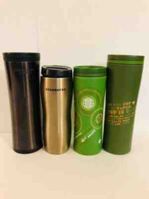 Lot (4) Starbucks Travel Mug Tumblers 16oz/20oz Earth Reusable Stainless Coffee - Sold on eBay Nov, 7th 2019 for $29.99