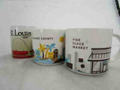 3x Starbucks Mug YOU ARE HERE Pike Place Market Orange County St. Louis 14-16oz - Sold on eBay Nov, 7th 2019 for $15.50