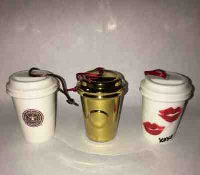 Starbucks  Lot Of Three Ceramic Tumblers   Christmas Ornaments . - Sold on eBay Nov, 7th 2019 for $24.99