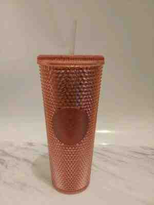 Starbucks Pink Studded Tumbler Cold Cup Acrylic Iridescent Rose Gold - Sold on eBay Nov, 7th 2019 for $90.00