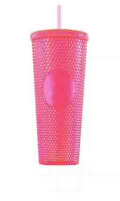 NEW STARBUCKS 2019 Neon Pink Studded Cold Cup Tumbler WINTER HOLIDAY 24 oz - Sold on eBay Nov, 7th 2019 for $40.00