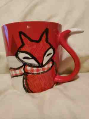 STARBUCKS Red Fox Mug 2016 Coffee Cup Red Scarf Tail Handle 12 oz - Sold on eBay Nov, 7th 2019 for $26.86