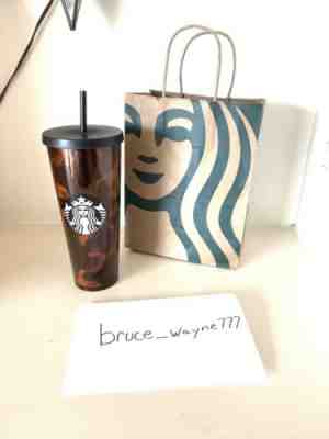 Starbucks 2019 Tortoise Shell Acrylic Cold Cup Tumbler Venti size 24 oz - Sold on eBay Nov, 7th 2019 for $35.00
