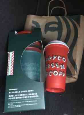 Starbucks 2019 Holiday Christmas Reusable Cold Cups Lids & Straws 24oz 5 Pack - Sold on eBay Nov, 7th 2019 for $39.99
