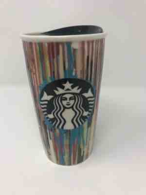 Starbucks PAINT DRIP 2015 Double Wall Ceramic Travel Coffee Mug Cup Tumbler Lid - Sold on eBay Nov, 7th 2019 for $26.00