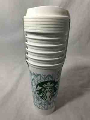 Starbucks Reusable To Go Cup 16 Ounce Grande Set Of 6 With Lids Blue Pattern - Sold on eBay Nov, 7th 2019 for $24.99