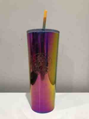 New Starbucks 2019 Summer Rainbow Iridescent Metallic Stainless Tumbler Cup 24oz - Sold on eBay Nov, 7th 2019 for $29.95