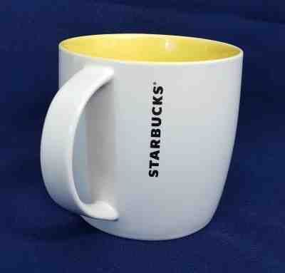 Starbucks 2011 WHITE & YELLOW Interier 14 fl oz Bone China COFFEE MUG Cup NEW - Sold on eBay Nov, 6th 2019 for $24.95
