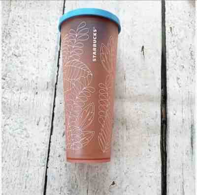 Starbucks 2018 Venti Summer Tumbler Coral Floral Blue Tropical Pink 24oz 710ml