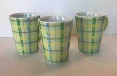 Starbucks Green Blue & Yellow Plaid Coffee Tea Mugs 12 oz 2006 Set of Three - Sold on eBay Nov, 6th 2019 for $19.99