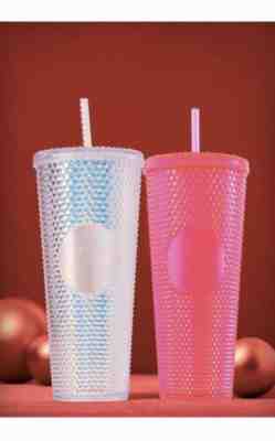 2 NEW STARBUCKS 2019 FALL HOLIDAY Cold Cup Tumbler Neon Pink & Platinum 24 oz - Sold on eBay Nov, 6th 2019 for $89.99