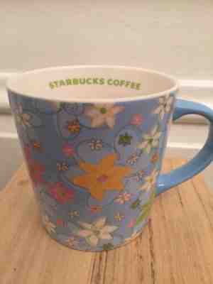 Starbucks Coffee Mug Blue Floral Pastel Colors 2005  - Sold on eBay Nov, 6th 2019 for $16.00