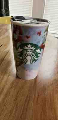 Starbucks 2015 Barista Art Shelby Kregel Watercolor Ceramic Tumbler Travel Mug - Sold on eBay Nov, 6th 2019 for $16.20