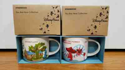 2 Starbucks Disney Parks You Are Here Mugs SET Disneyland California Adventure - Sold on eBay Nov, 6th 2019 for $64.99