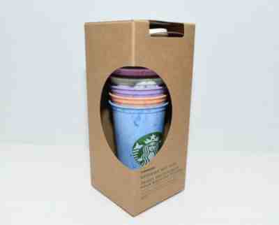 Starbucks RARE Marble Multicolor Reusable 6 Hot Cups With 6 Lids - Sold on eBay Nov, 6th 2019 for $23.85
