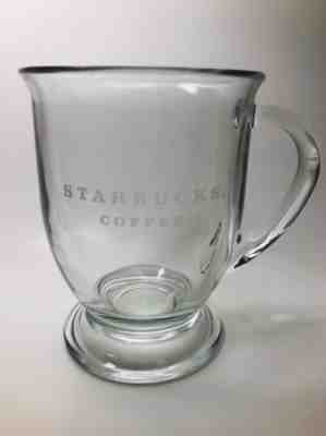 Starbucks Clear Glass  Etched Coffee Cup Mug Anchor Hocking Pedestal 16 oz - Sold on eBay Nov, 6th 2019 for $17.50