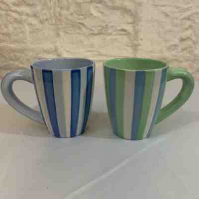 2 Starbucks Striped Mugs 2003 Barista Series Green & Blue Set Of 2 - Sold on eBay Nov, 6th 2019 for $25.95