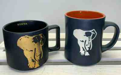  Set of 2 Starbucks Mugs 2011 KENYA Elephant 16 OZ and 2016 Gold 14oz Cup Mug - Sold on eBay Nov, 6th 2019 for $24.99