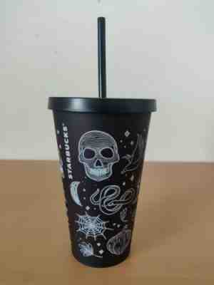 Brand New Starbucks Halloween 2019 Matte Skull Tumbler - 16 Oz. LE HTF Red Black - Sold on eBay Nov, 6th 2019 for $39.99