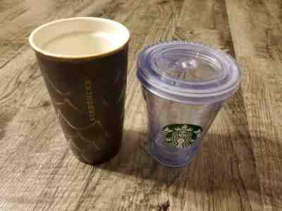 2016 Starbucks Mermaid Siren Scales Cermamic Tumbler 10oz plus Plastic Tumbler - Sold on eBay Nov, 6th 2019 for $15.99
