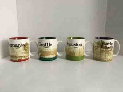 Starbucks Lot Of 4 Mugs Romania Seattle Houston Puerto Vallarta New - Sold on eBay Nov, 6th 2019 for $75.00
