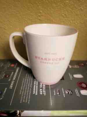 Starbucks Coffee Tea Mug Cup 2006 White And Abbey Pink Trim & Letters 18 ounces  - Sold on eBay Nov, 6th 2019 for $20.00