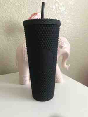 HTF STARBUCKS MATTE BLACK STUDDED TUMBLER CUP LIMITED EDITION! W/rainbow Straw - Sold on eBay Nov, 6th 2019 for $75.00