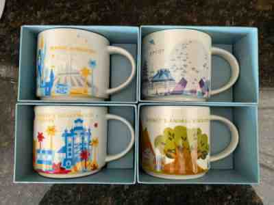 4 Disney World Starbucks You Are Here Coffee Mug Cups 14 Oz - Sold on eBay Nov, 6th 2019 for $100.00