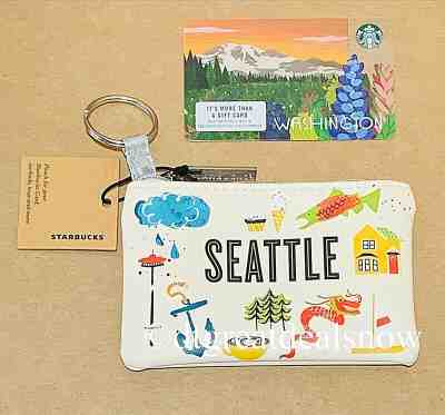 NEW Starbucks Seattle 2019 Card Pouch Keychain Zip Coin Purse White + Gift Card - Sold on eBay Nov, 5th 2019 for $21.99