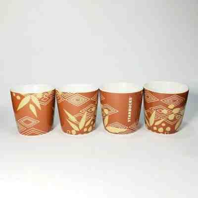4 Starbucks Coffee 2013 Ethiopia Geometric Brown Tribal 3oz Espresso Mug Demi - Sold on eBay Nov, 5th 2019 for $24.95