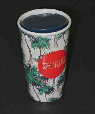 NEW Starbucks 2016 Waikiki Hawaii Palm Trees Double Wall Ceramic Tumbler 12 oz.  - Sold on eBay Nov, 4th 2019 for $26.99