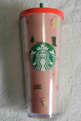 Starbucks Acrylic Tumbler Cold Cup Sweater Weather 24oz Venti Fall pumpkin spice - Sold on eBay Nov, 4th 2019 for $19.66